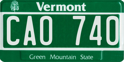 VT license plate CAO740
