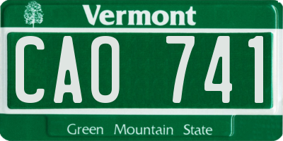 VT license plate CAO741