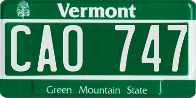 VT license plate CAO747