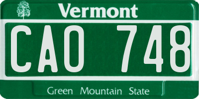 VT license plate CAO748
