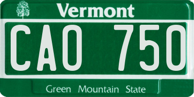 VT license plate CAO750