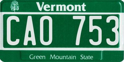 VT license plate CAO753