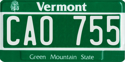 VT license plate CAO755