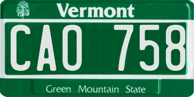 VT license plate CAO758