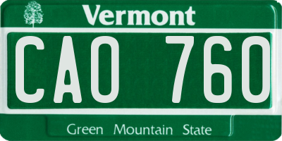VT license plate CAO760