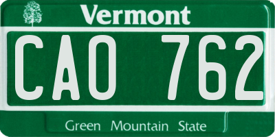 VT license plate CAO762