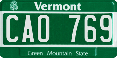 VT license plate CAO769