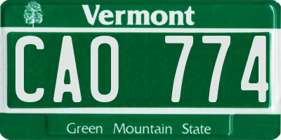 VT license plate CAO774