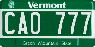VT license plate CAO777