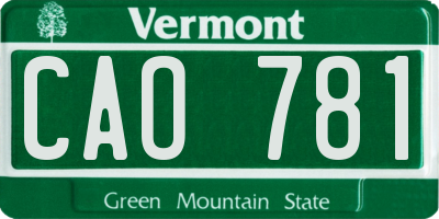 VT license plate CAO781