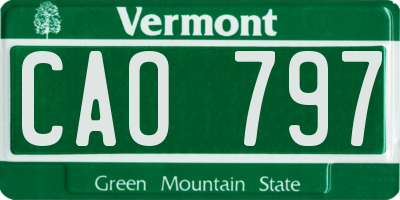 VT license plate CAO797