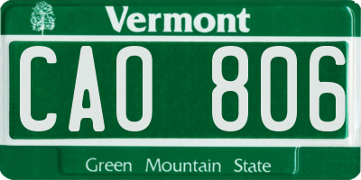 VT license plate CAO806