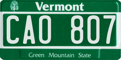 VT license plate CAO807
