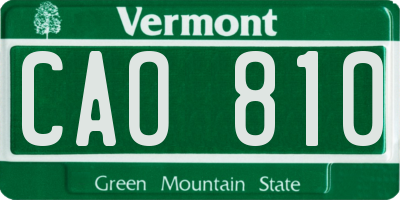 VT license plate CAO810