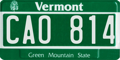 VT license plate CAO814