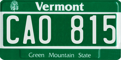 VT license plate CAO815