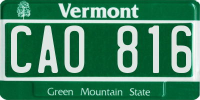 VT license plate CAO816