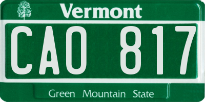 VT license plate CAO817