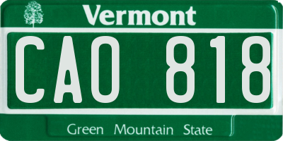 VT license plate CAO818