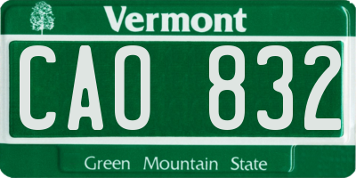 VT license plate CAO832