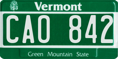 VT license plate CAO842