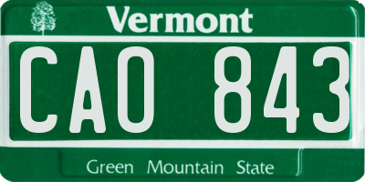 VT license plate CAO843