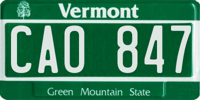 VT license plate CAO847
