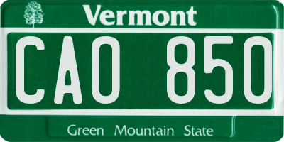 VT license plate CAO850