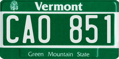 VT license plate CAO851