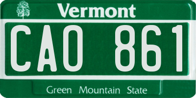 VT license plate CAO861
