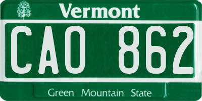 VT license plate CAO862