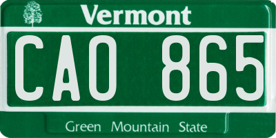 VT license plate CAO865