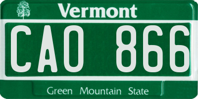 VT license plate CAO866