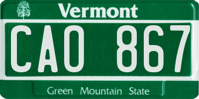 VT license plate CAO867