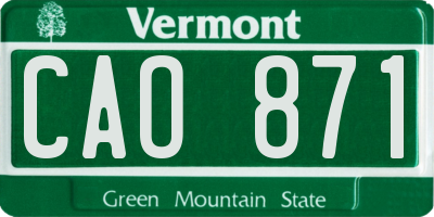 VT license plate CAO871