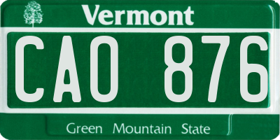 VT license plate CAO876