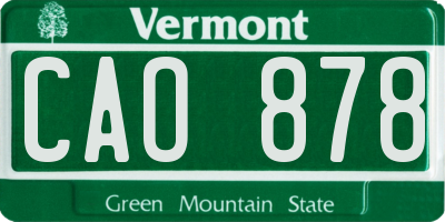VT license plate CAO878