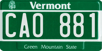 VT license plate CAO881