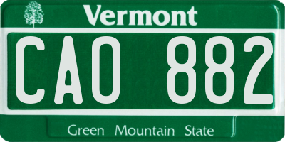 VT license plate CAO882