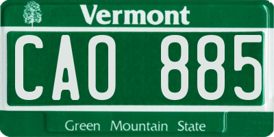 VT license plate CAO885