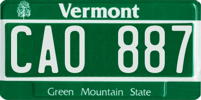 VT license plate CAO887