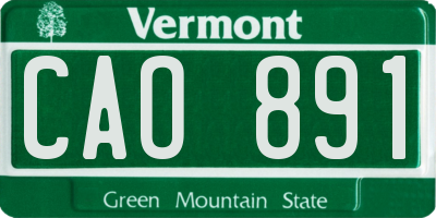 VT license plate CAO891