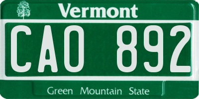 VT license plate CAO892