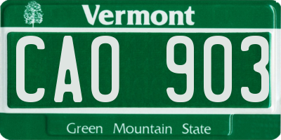 VT license plate CAO903