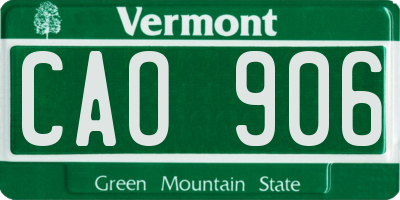 VT license plate CAO906