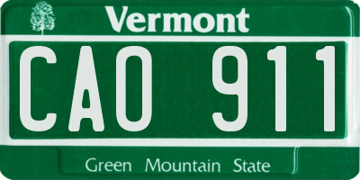 VT license plate CAO911