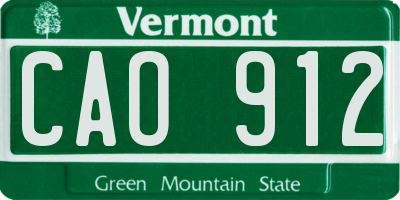 VT license plate CAO912