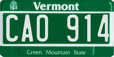 VT license plate CAO914