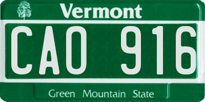 VT license plate CAO916