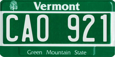 VT license plate CAO921